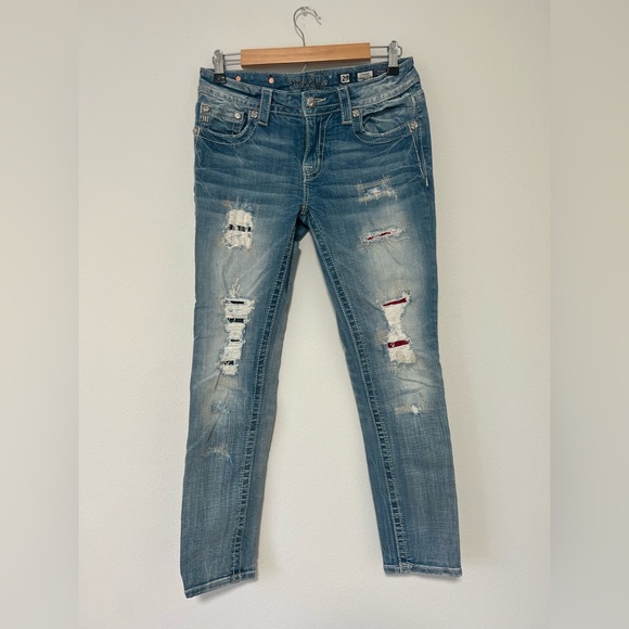 Miss Me Denim - Miss Me Distressed Blue Signature Cuffed Skinny Jeans